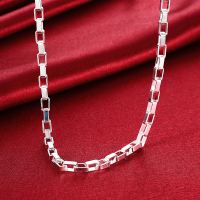 5Mm 18inch Silver Lattice Necklace Simple Chain Jewelry