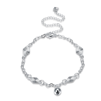 Adjustable Bell Pendant Diamond Foot Chain Silver Plated Anklet