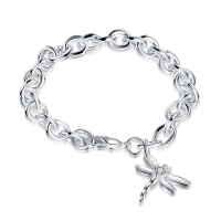 Yueyin Bracelet Simple Silver Plated Dragonfly Pendant Bracelets