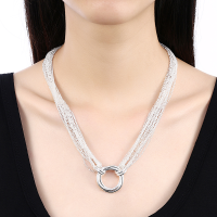 Yueyin Multi Line Three Circle Simple Circular Pendant Necklaces For Women