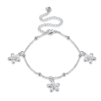Sweet Flower Pendant Foot Chain Silver Plated Anklet For Women