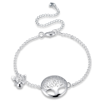 Trendy Silver Plated Chain Tree Of Life Insect Pendant Anklet For Women
