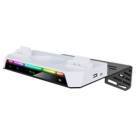 YZC 505 voor PS5/PS5 Slim Host Universele Wandgemonteerde Opslag Oplaadbasis met RGB Lichtbalk Dubbele Gamepad Snellader
