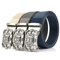 ZANLURE Heren Hoogwaardige Nylon Tactische Riem met Drakenpatroon Tandeloze Automatische Legering Gesp Tailleband