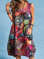 Abstract Geschilderde Knooppocket Casual Jurk