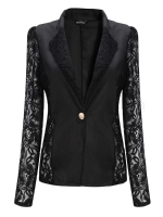 Zanzea Casual Long Sleeve Lace Splicing Floral V Neck Outerwear