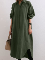 Dames 100% katoen kuitlengte knoop onregelmatige zoom Casual midi jurken