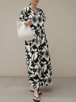 Dames Bohemian Leisure Maxi jurk met bloemenprint en zijzakken