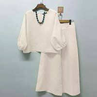 ZANZEA Dames Casual Effen Top Pant Sets Lente Zomer Pofmouw Top Wijde Been Broek 2 delige Outfits Dagelijks 2 Stuks Dame