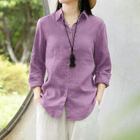 ZANZEA Dames Comfortabele Effen Kleur Blouse Mode Lange Mouw O Hals Shirt Casual Losse Basis Tops