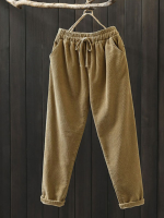 Dames Corduroy Solid Simple Vintage Trekkoord Elastische Taille Broek