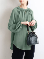 Dames Koreaanse Solid Puff Sleeve Button Down Front Hoge Lage Zoom Casual Blouse