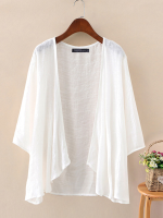 ZANZEA Dames Solid Kleur Cape Zomer Zonnebrandcrème Cardigan
