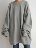 Dames sweatshirts met pofmouwen en ronde hals in effen kleur met lange mouwen