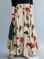 Dames wijde broek met bloemenprint en enkellange zijzakken
