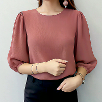 ZANZEA Damesblouse Casual Lantaarnmouw Ronde Hals Shirt Effen Feest Vervoer Pullover Tops