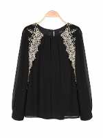 Zanzea Elegant White Lace Embroidered Chiffon Long Sleeve Blouse