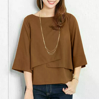 ZANZEA Elegante Stijl Damesblouse Ronde Hals Halve Mouw Dubbele Laag Casual Shirt Mode Pullover Top