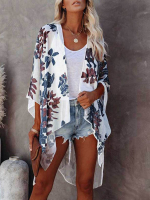 Losvallend vest met open voorkant en bloemenprint