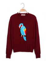 Zanzea Parrot Pattern Long Sleeve Round Collar Knitted Sweater
