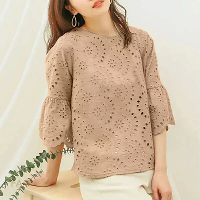 ZANZEA Plus Size Dames Bloemige Kanten Invoeging Crew Neck Blouse,Elegante 3/4 Losse Bloemblaadjes Mouw Blouse Voor Lent