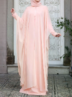 ZANZEA Plus Size Vrouwen Chiffon Kaftan Tuniek Twee Stukken Afneembare Buiten Bat Lange Mouw Maxi Jurk