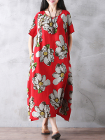 Zanzea Retro Short Sleeve Floral Printed Loose Women Dresses