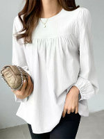 Solide Casual Blouse met Sleutelgat Achterkant