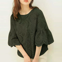 ZANZEA Vrouwen Koreaanse Casual Shirt Dagelijks Borduurwerk Hollow Ruffle Mouwen Blouses