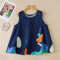 ZANZEA Vrouwen Vakantie Mode Ronde Hals Grafisch Gedrukte Tanks Casual Crew Neck A Lijn Vesten Tops