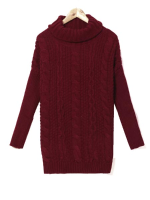 Zanzea Woman Turtleneck Cable Knitted Long Sleeve Sweater