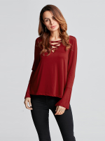 Zanzea Women Bell Long Sleeve Casual V Neck Tops T Shirts