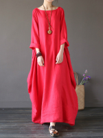 Zanzea Women Casual Loose Pure Color Long Maxi Dresses