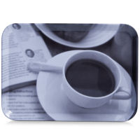 1X Dienbladen kunststof met koffieprint 30 x 22 cm