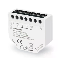 Zemismart SRS01 P2TW Tuya WiFi relayschakelaar 2 weg 10A per kanaal Energiebeoordeling Werkt met Alexa Smart Life app Af