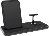 ZENS Aluminium Series Stand Wireless Charger + Dock ZEDC06B Inductielader 2000 mA Uitgangen Qi standaard, USB, Apple dock stekker Lightning Zwart