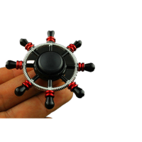 Zinc Alloy Black Rudder Shape Fidget Hand Spinner Focus Attention Adhd Autism Reduce Stress Toys