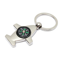 Zinc Alloy Compass Plane Aircraft Pendant Key Chain Keyring Gift
