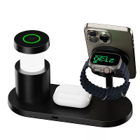ZJ03 QI2.2 4 In 1 Magnetische Draadloze Oplader Stand 25W Snelle Draadloze Oplaadstation met Nachtlampje voor Smartphone