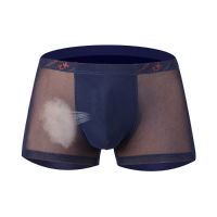 Zukulife Mens Sexy Mesh Stitching Transparent Underwear U Convex Pouch Breathable Casual Boxers
