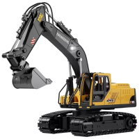 ZMX Z6833YG RTR 2.4G 14CH Alloy RC Auto Graafmachine 3 in 1 Emmer/Claw/Boormachine Constructie Vrachtwagen LED Licht Gel