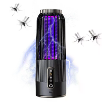 Zonne energie en USB oplaadbare muggenlamp met verstelbare 2/4/6H timer,opvouwbare hangring,warm licht en muggen doden i
