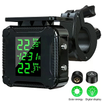 Zonne energie TPMS Motorfietsbandenspanning systeem Bandtemperatuuralarm LED display IP67 waterdicht