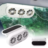 Zonne energieauto ventilator met 3 koppen, autovluchtventilator, elektrische ventilator, USB oplaadbaar, raamventilator,