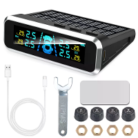 Zonne oplaadbare TPMS Auto Bandenspanning Controlesysteem Digitale LCD weergave Vierwielige Druk Real time Monitoring