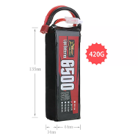 ZOP Power 11,1V 6500mAh 60C 3S LiPo batterij T plug voor RC auto