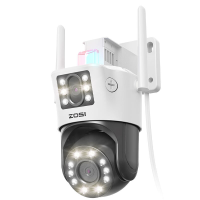ZOSI C298 4MP + 4MP dubbele lens WiFi PTZ camera voor buiten met bewegingstracering, mensdetectie, tweeweg audio, grooth