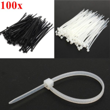 100Pcs 100x2.5Mm Nylon Cable Core Wire Zip Tie Strap Black/white