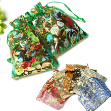 100Pcs Drawstring Rose Organza Pouch Gift Bag Jewellery Candy Bags Wedding Party Supplies