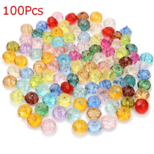 100Pcs Mixed Color Round Crystal Loose Spacer Beads Diy Jewelry